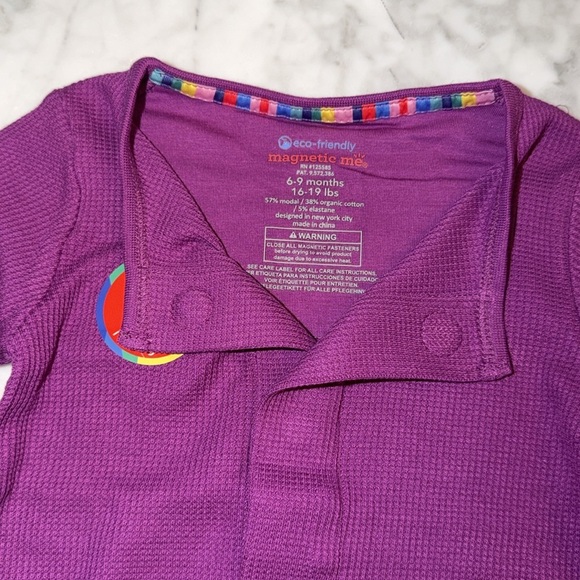 NWT MAGNETIC ME WAFFLE ELDERBERRY FOOTIE 6/9M - Picture 2 of 6